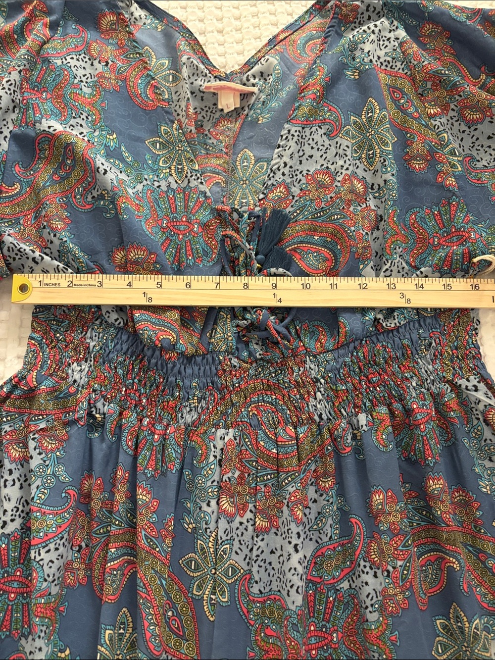 NWT BOEMO Anthropologie BOHO Muumuu Paisley Tiered Maxi Kimono Sleeve Dress SZ L - Picture 9 of 10